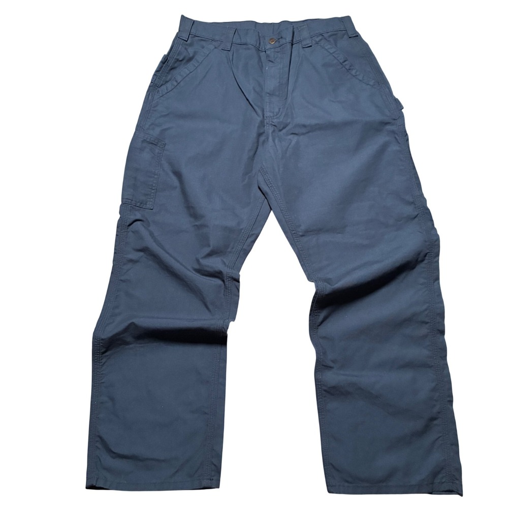 Carhartt Cotton Canvas Utility Work Pants Loose Fit Navy Blue 36x32